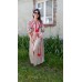 Boho Style Ukrainian Embroidered Maxi Broad Dress Mocco with Red Embroidery